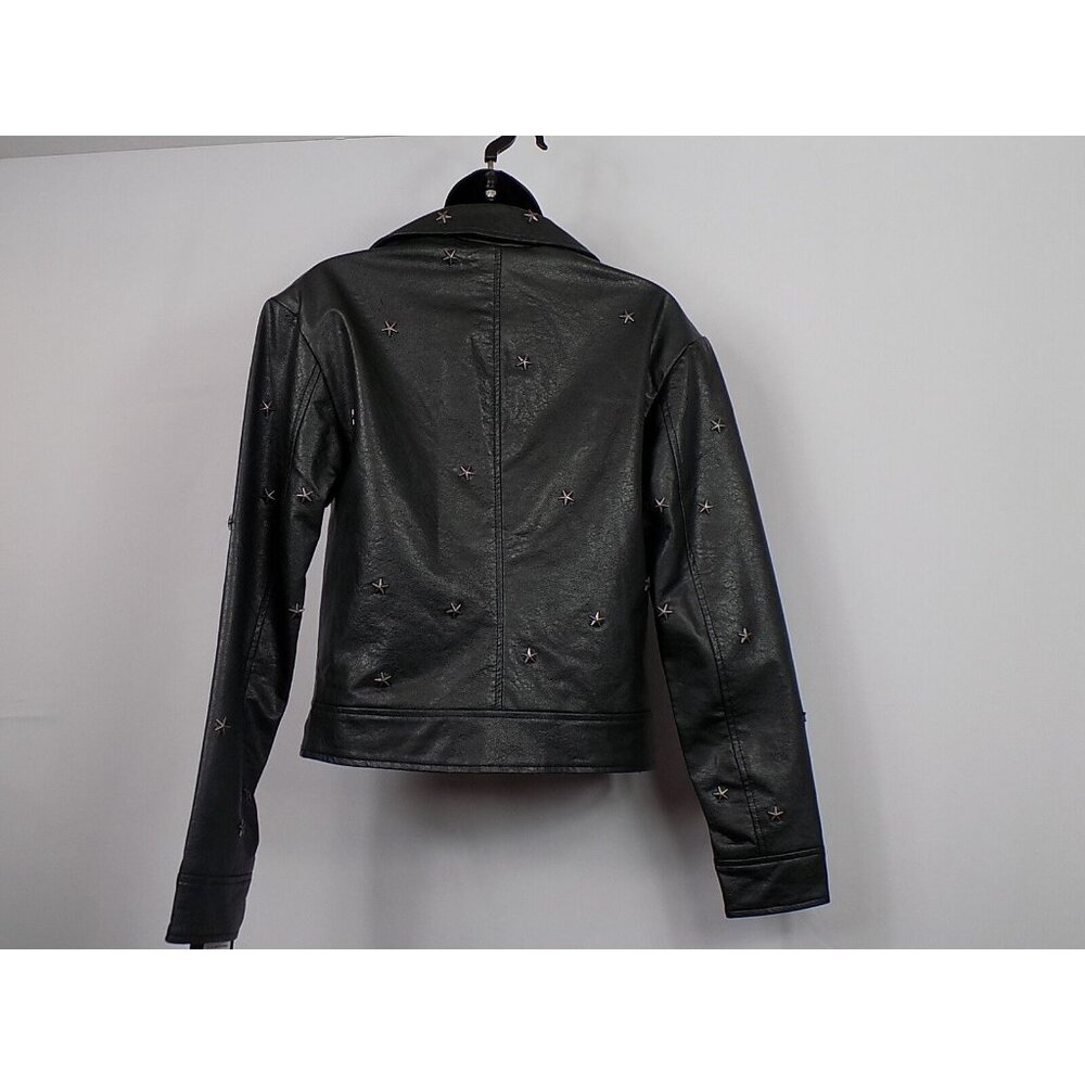 Faux Leather Jacket Dark Green Women Size XS Collection b Star Studded NWT - Picture 4 of 10